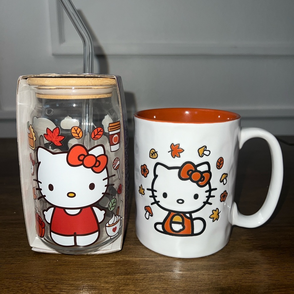 Hello Kitty fall mug and glass cup set of 2